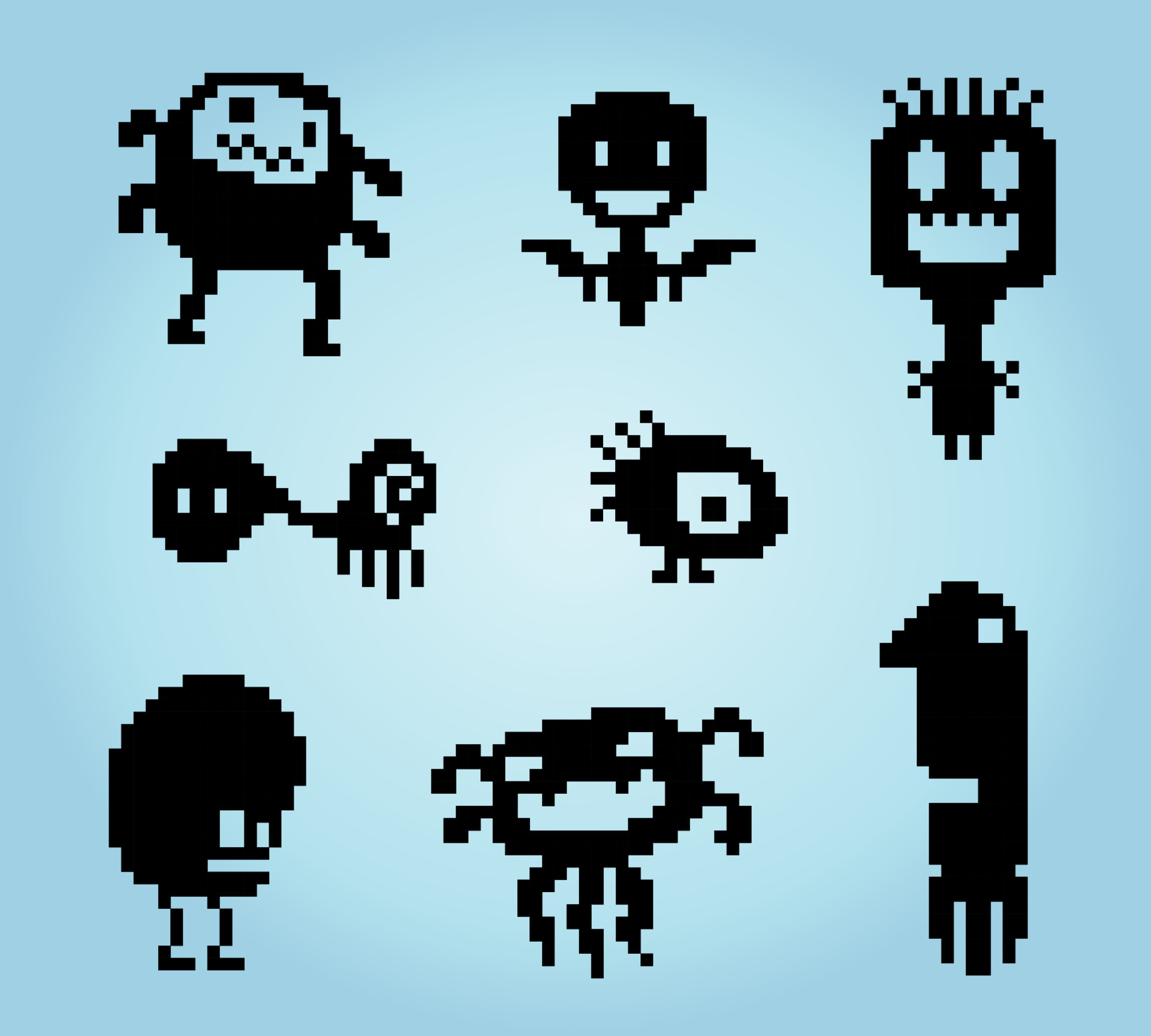 Doodles 8 bit Pixel Monster Illustration Of Pixel Art Vector Cute 