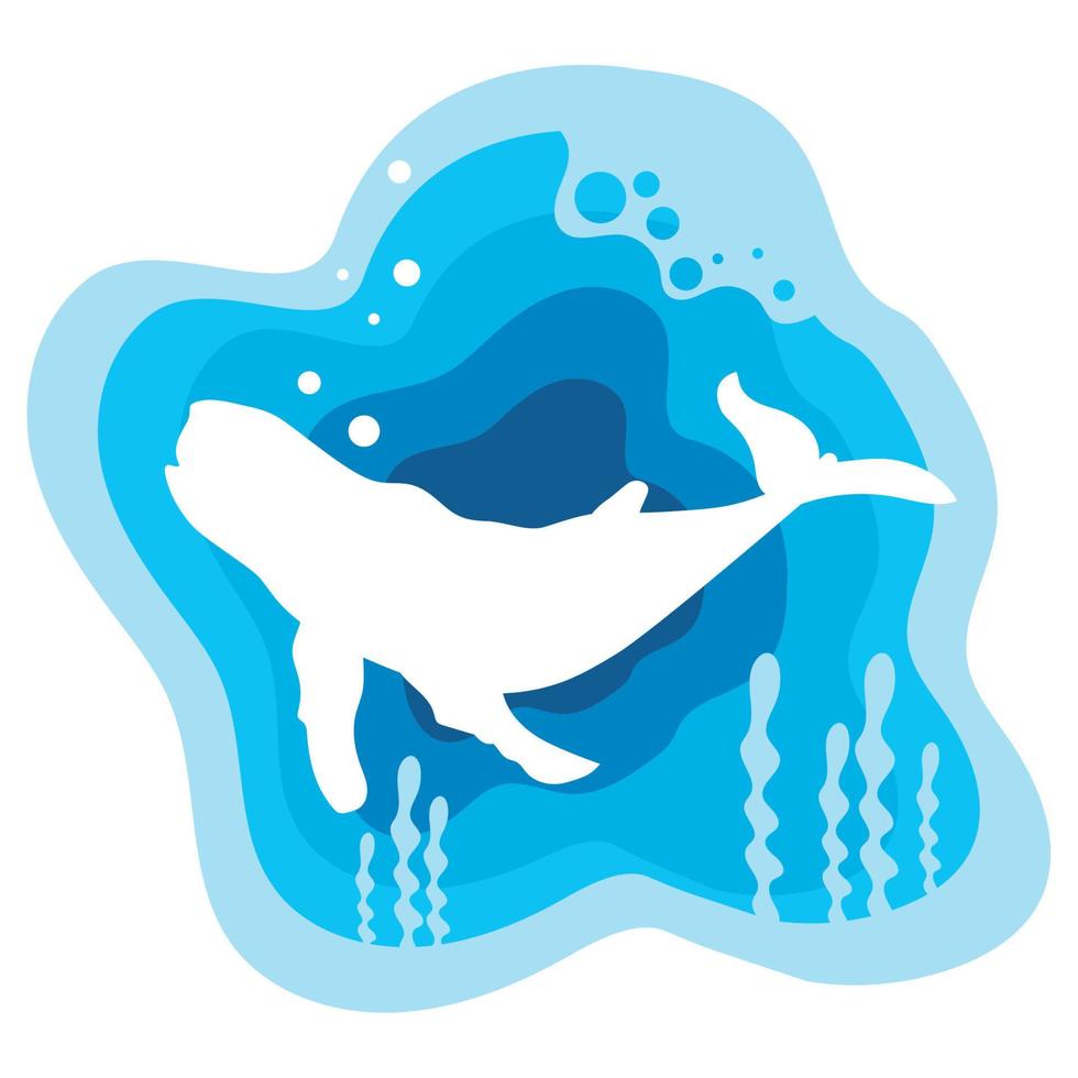 whale sealife paper art vector