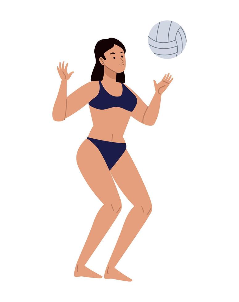 mujer feliz jugador de voleibol vector