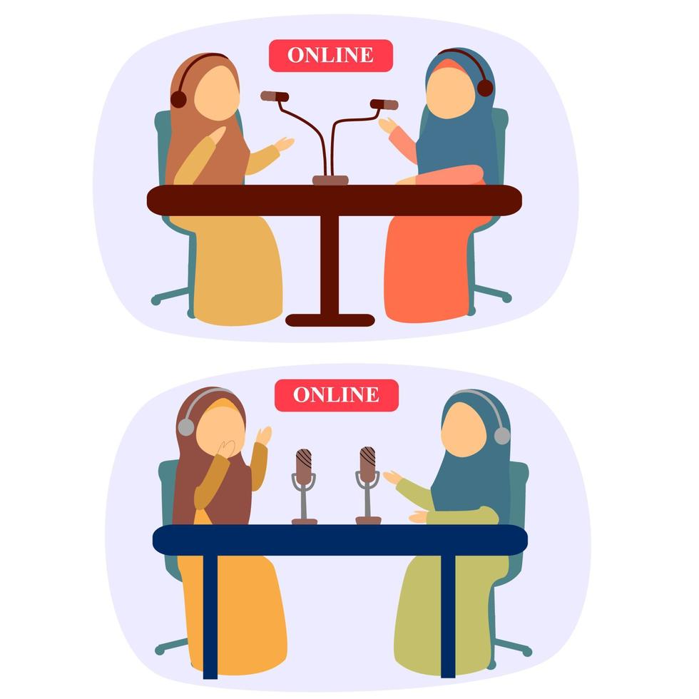 Podcast interview flat design illustration vector