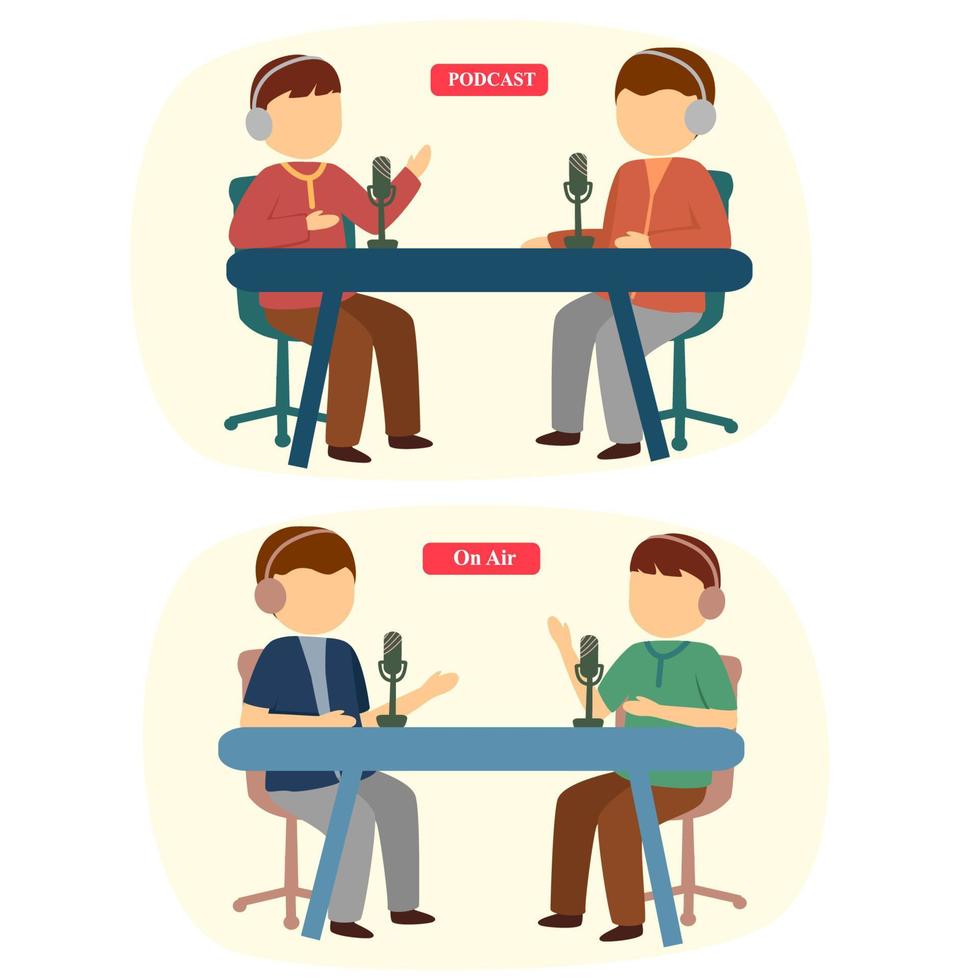 Podcast interview flat design illustration vector