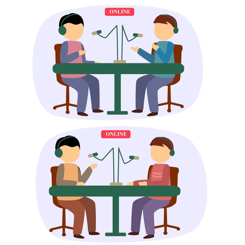 Podcast interview flat design illustration vector