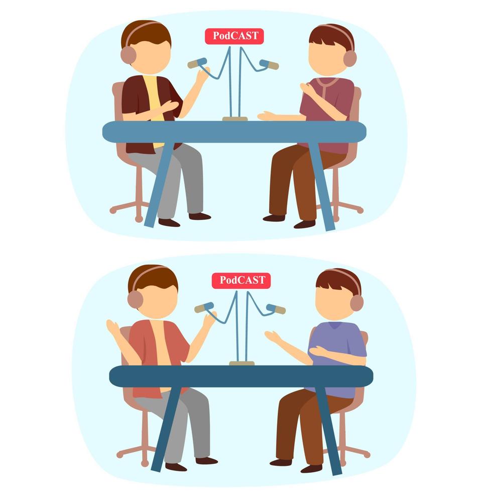 Podcast interview flat design illustration vector