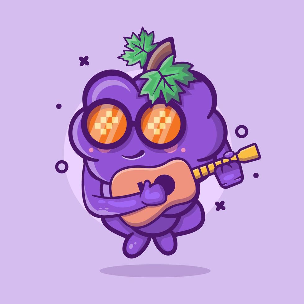 cool grape fruit character mascot playing guitar isolated cartoon in flat style design vector