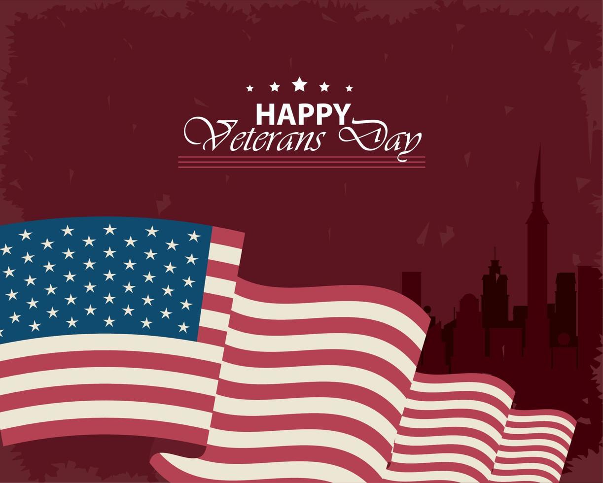 postal de letras feliz día de los veteranos vector