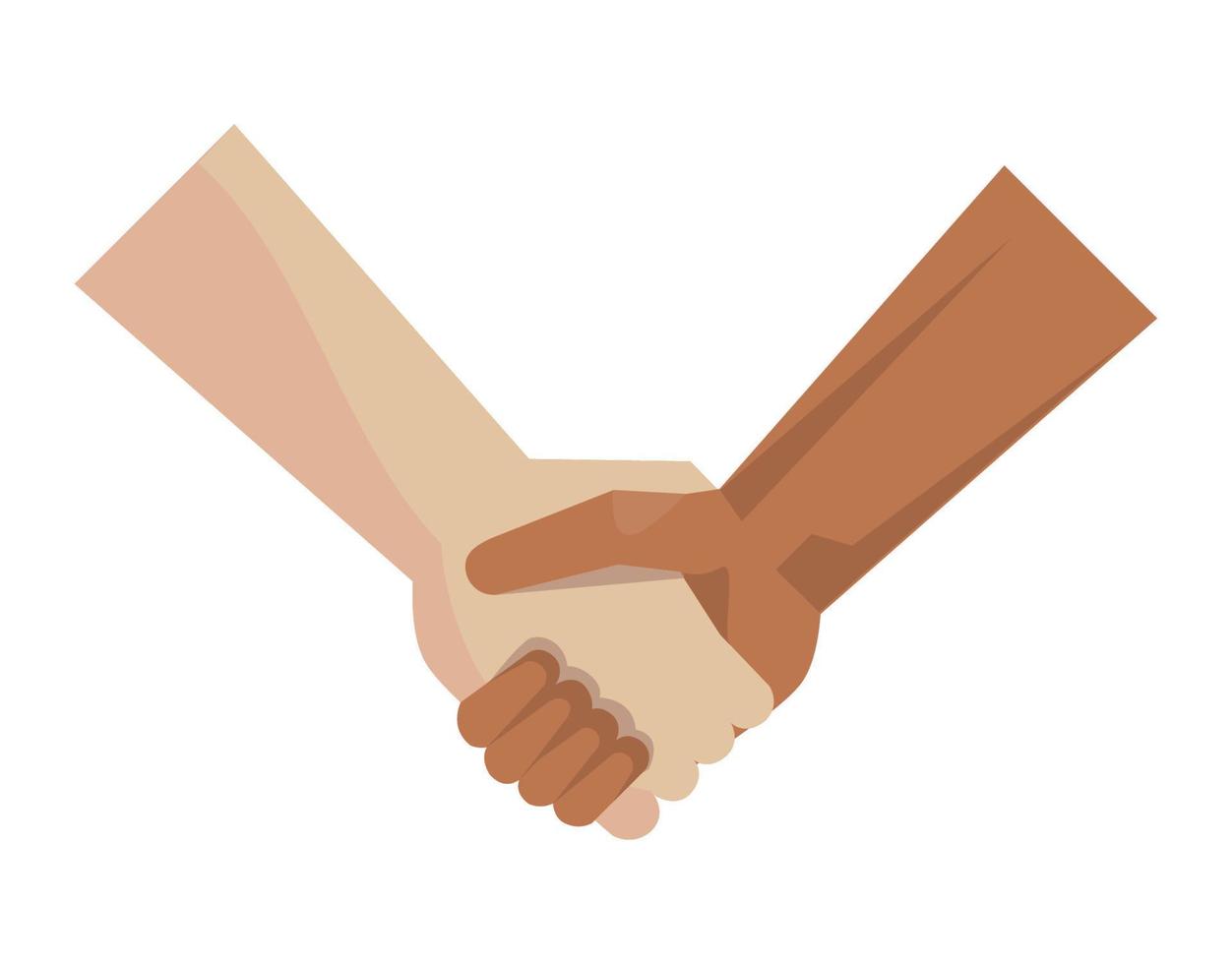 símbolo de apretón de manos interracial vector