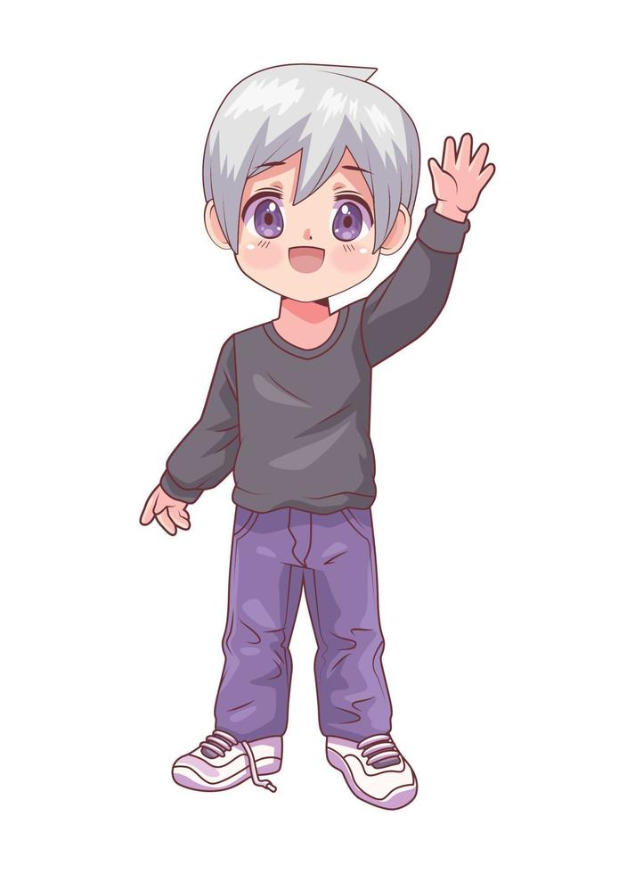 anime boy gray hair vector