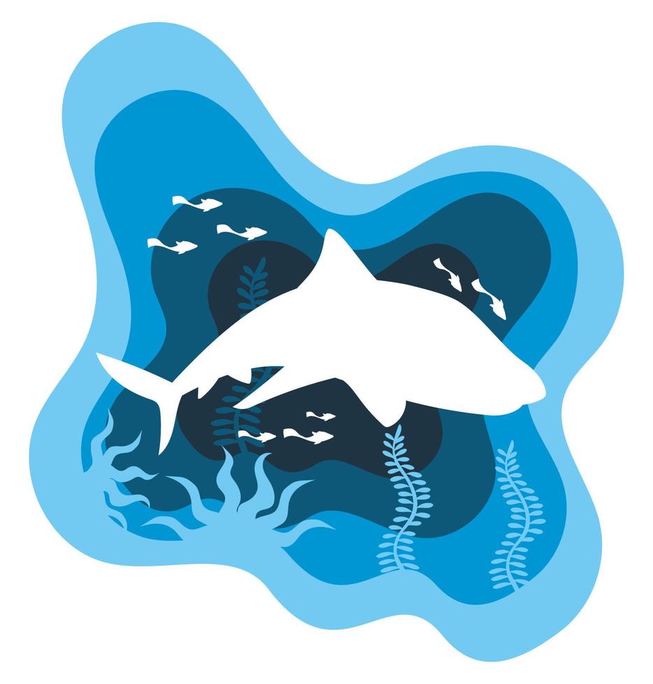 shark sealife paper art vector