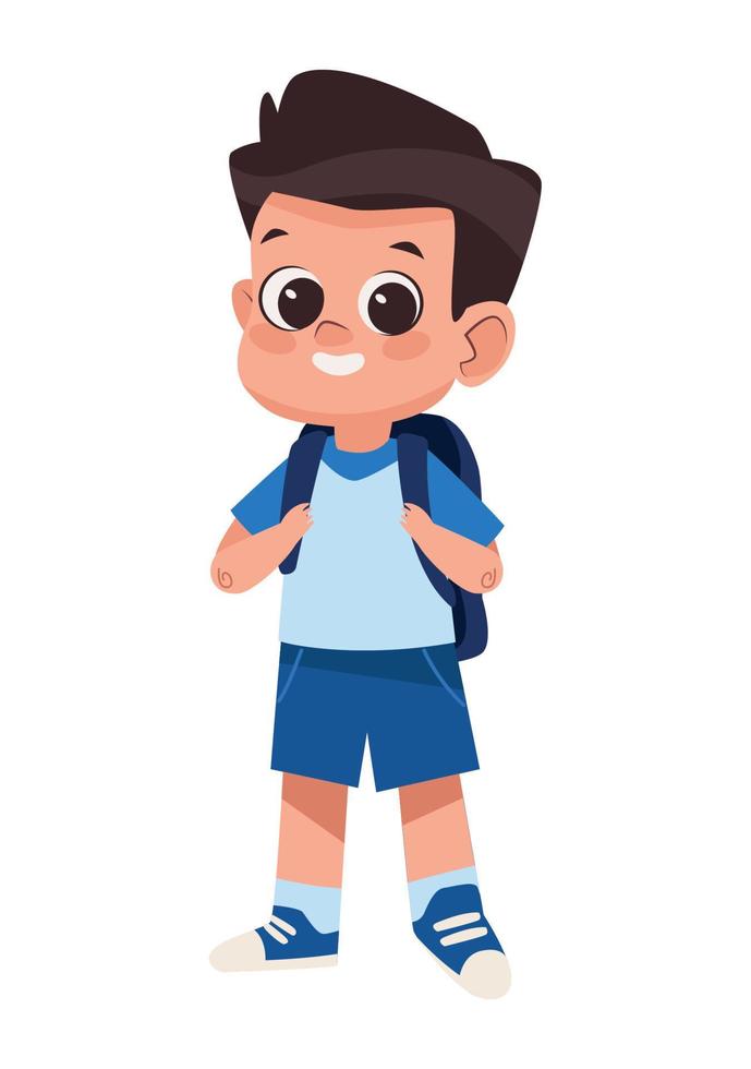 student boy with schoolbag vector