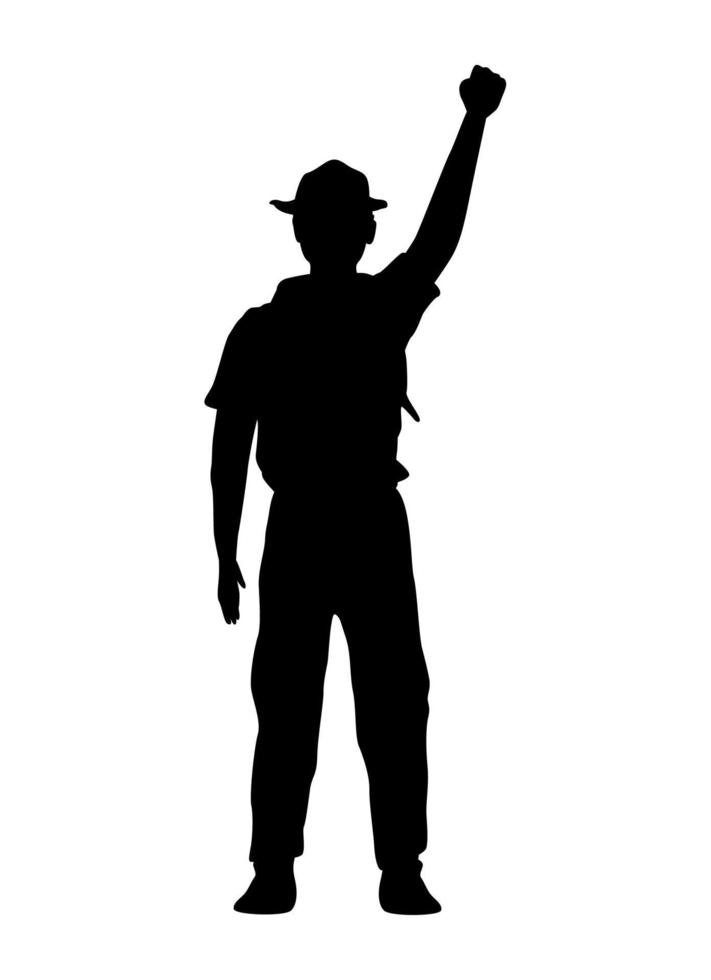 traveler celebrating silhouette style vector