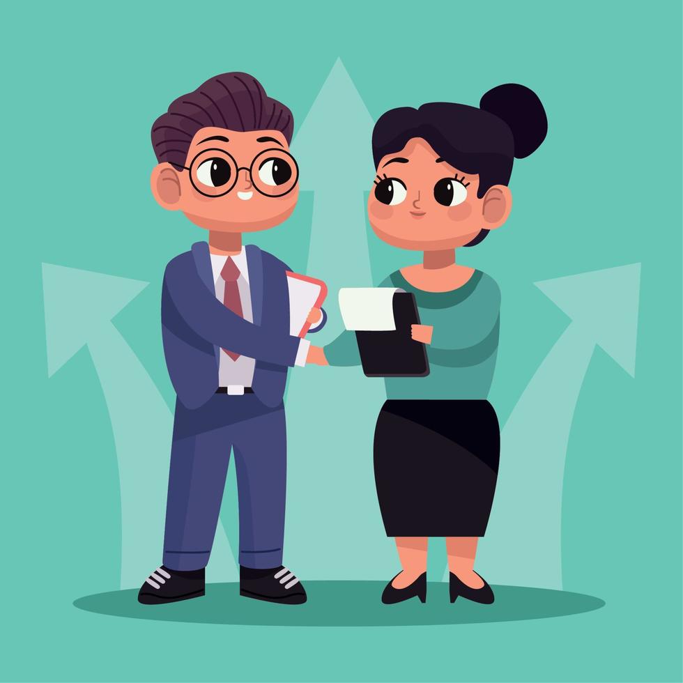 business couple with clipboards vector