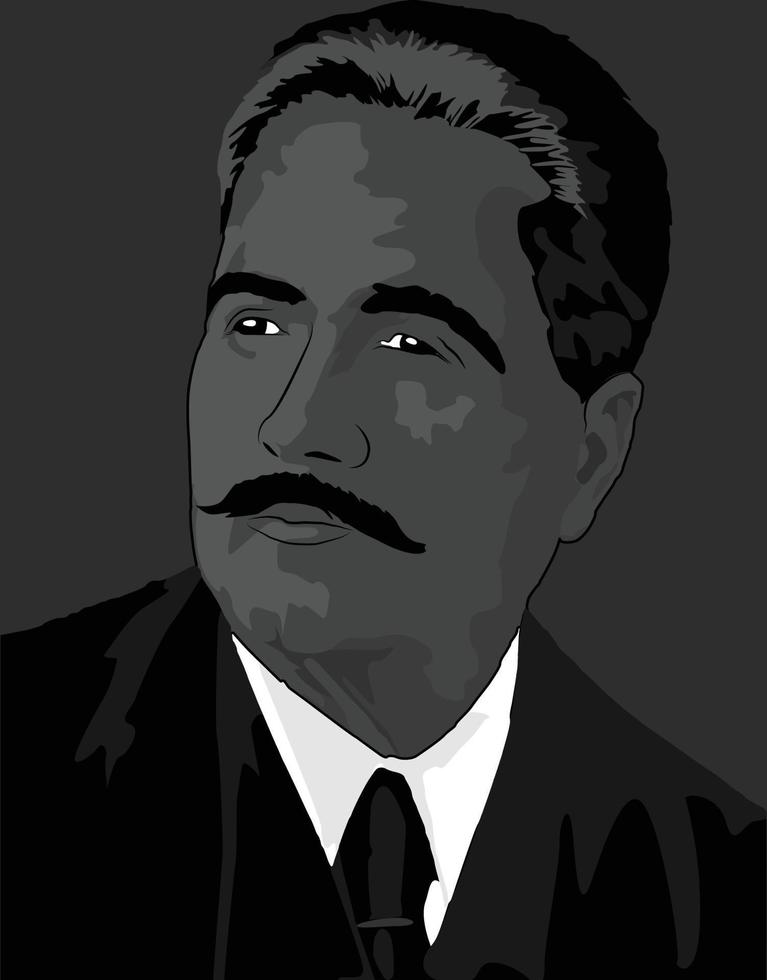 retrato de allama iqbal vector