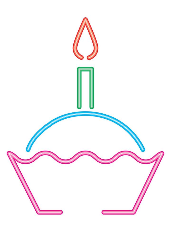 party cupcake neon style vector