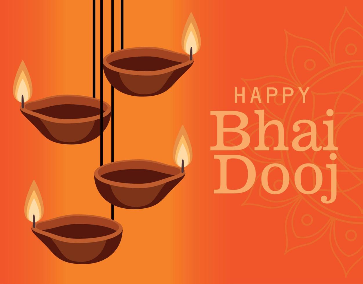 happy bhai dooj lettering postcard vector