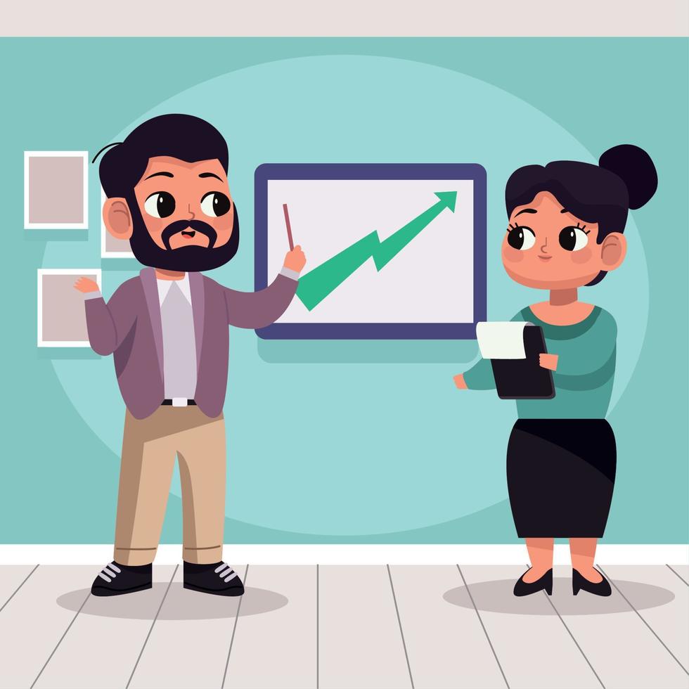 business couple training in the office vector