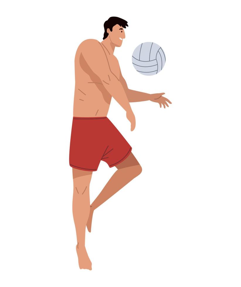 joven jugador de voleibol vector