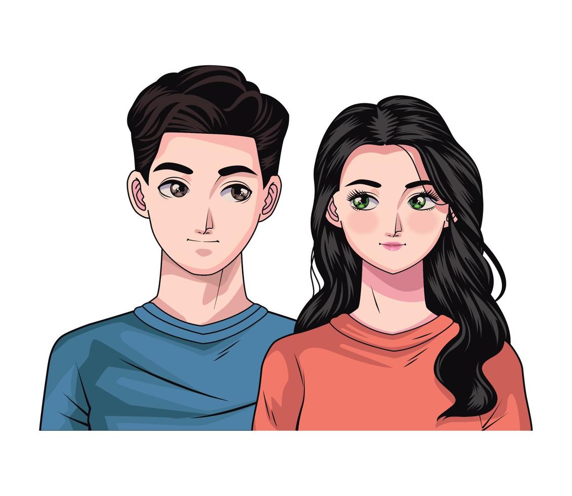 cute young lovers couple vector