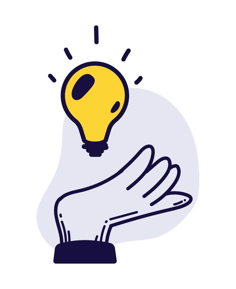 hand with bulb light energy vector