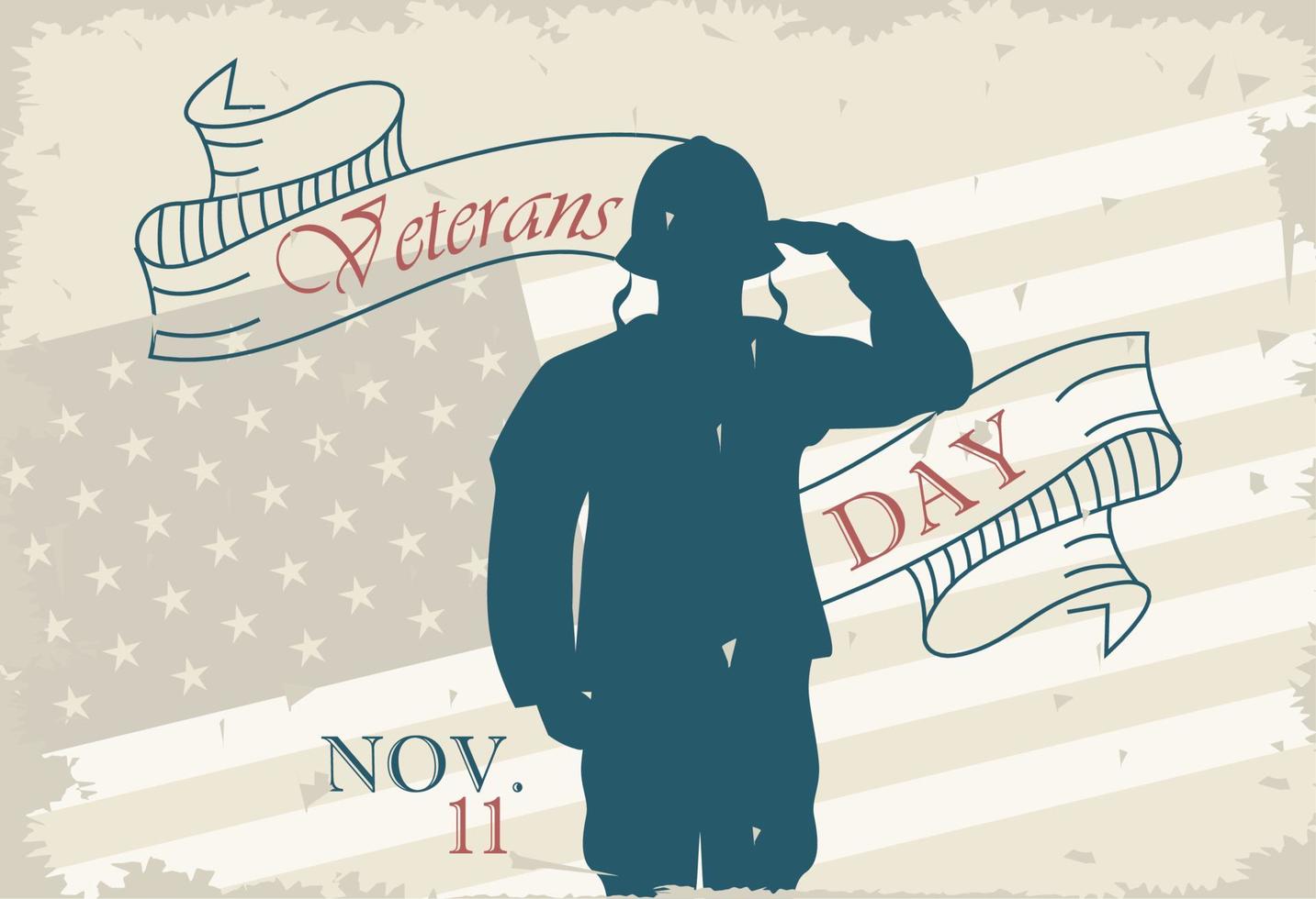 happy veterans day postcard vector