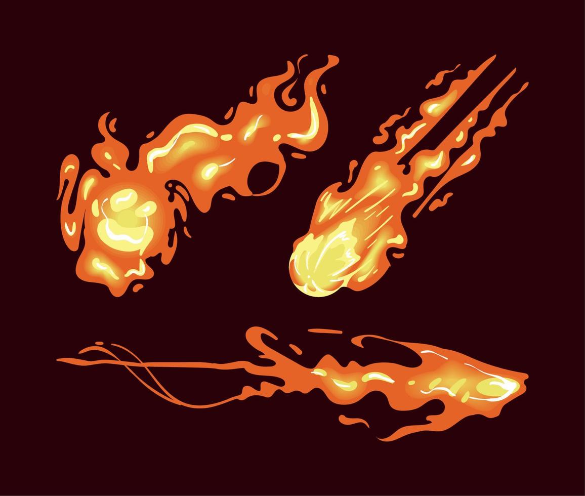 tres iconos de llamas de fuego vector