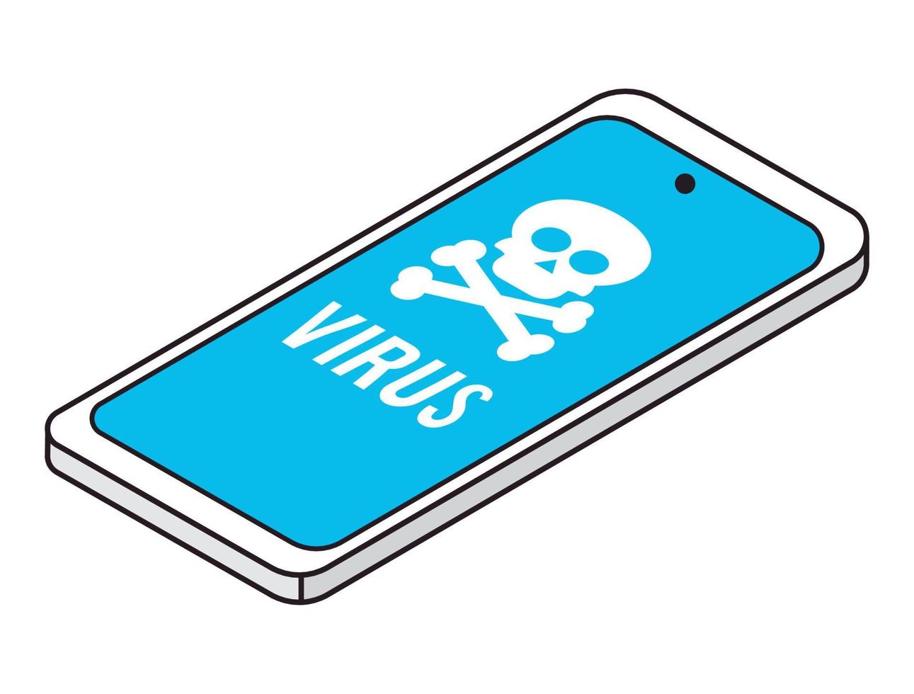 danger skull in smartphone vector