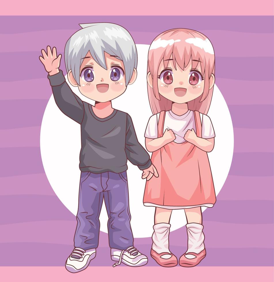 kids couple standing vector