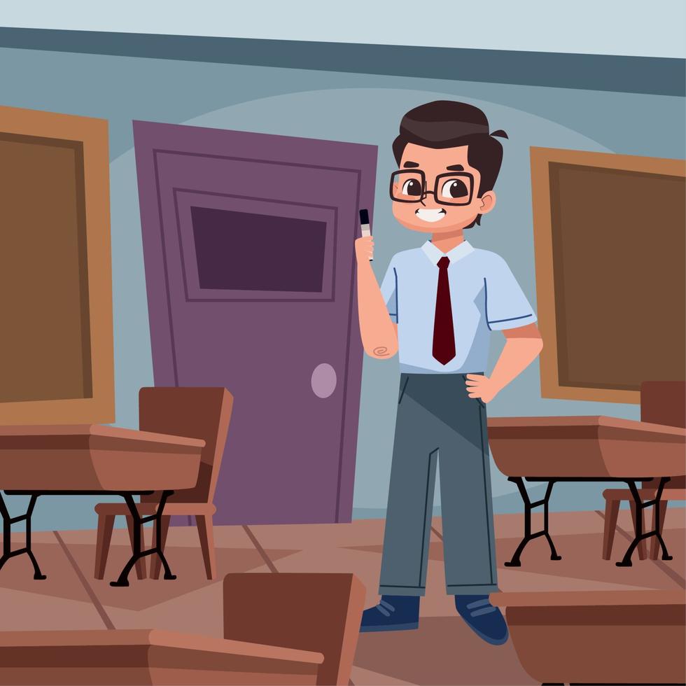 male teacher in classroom vector