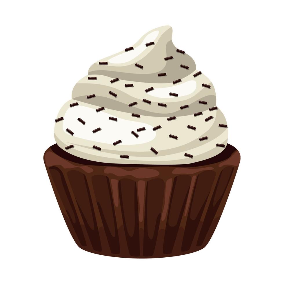 sweet cupcake with chocolate chips vector