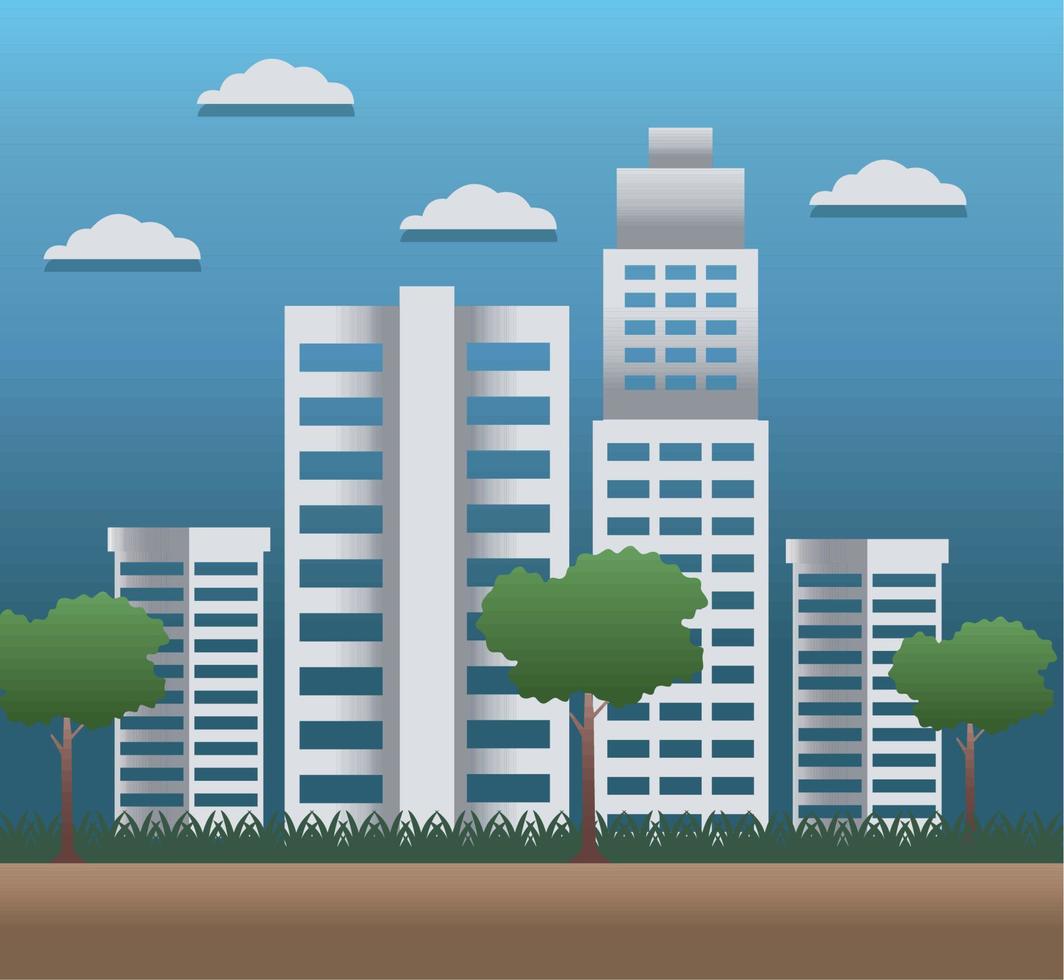 buildings and trees green city vector