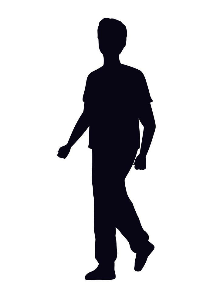 man walking silhouette style vector