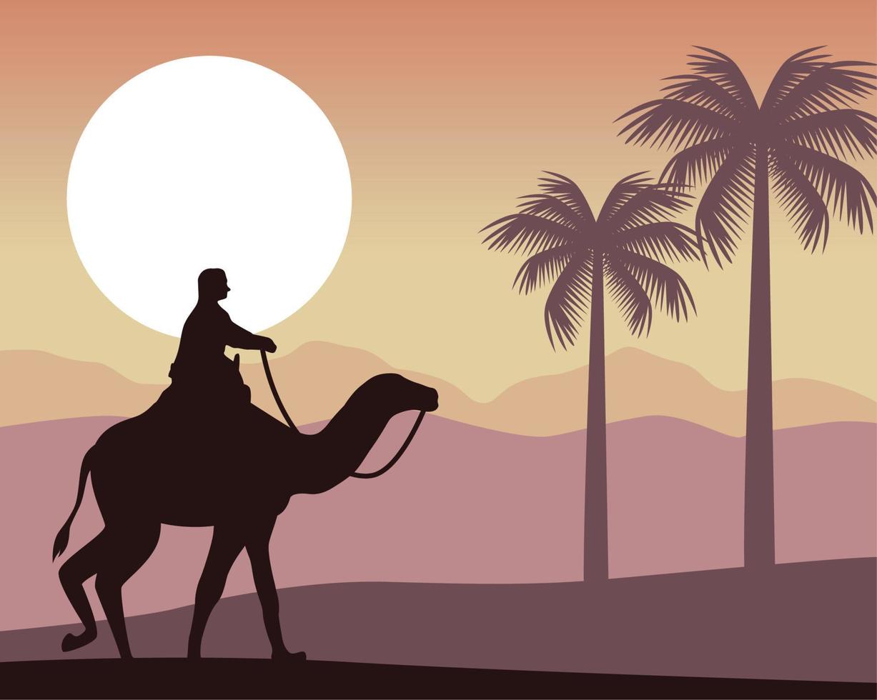 turista en camello vector
