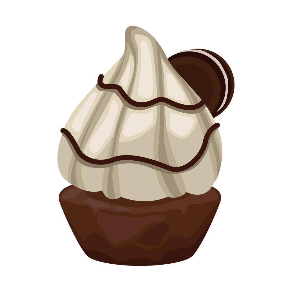 sweet cupcake with chocolate cookie vector