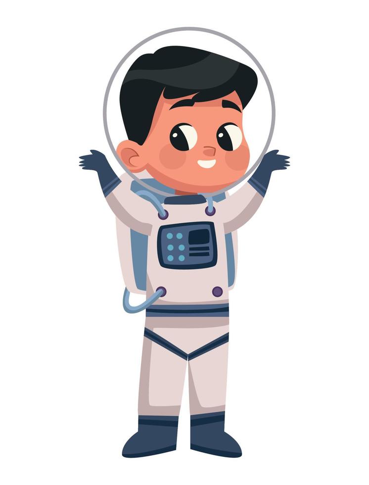 niño pequeño con traje de astronauta vector