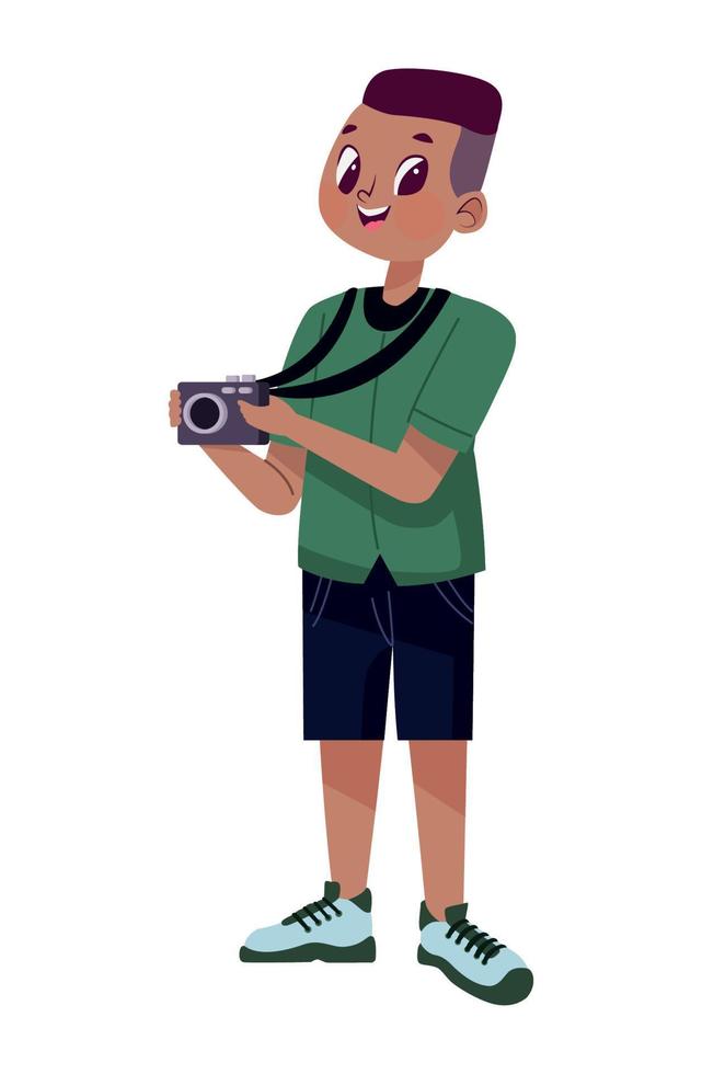 afro tourist with camera vector