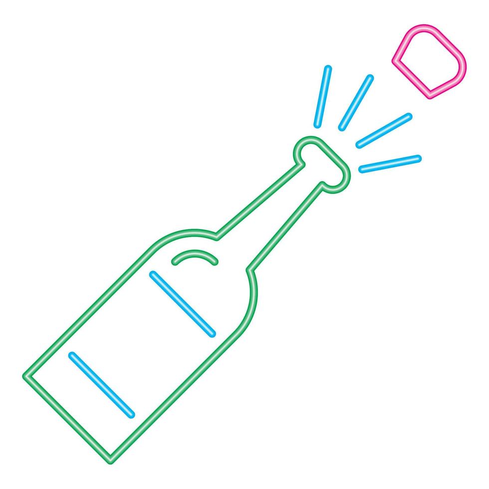 champagne bottle neon style vector