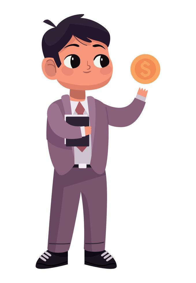 elegant businessman with coin vector