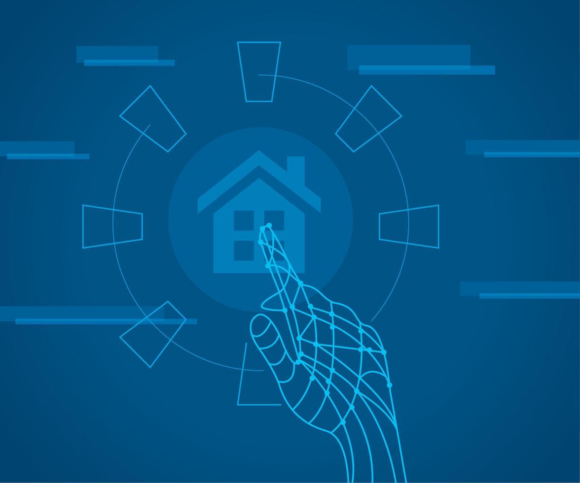 smarthome and circuit hand vector