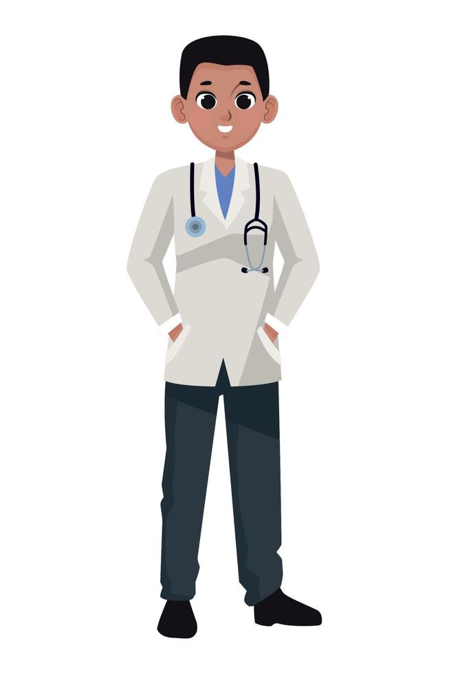 joven médico profesional afro vector