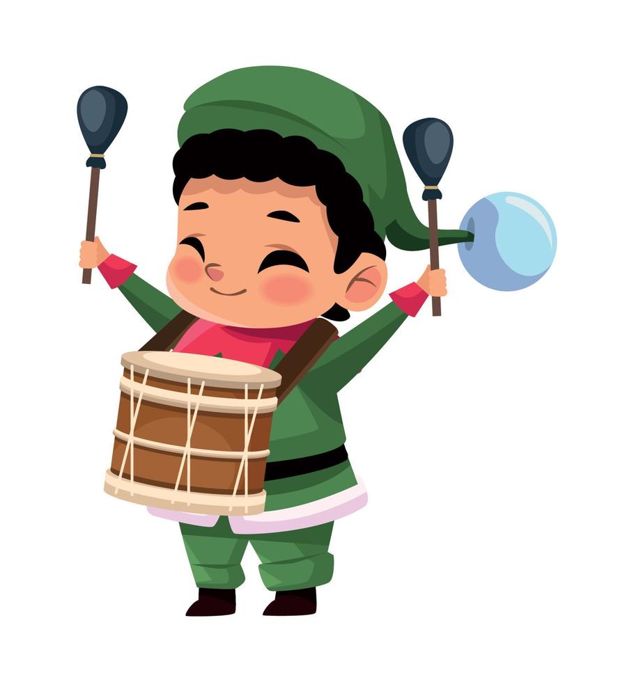 little elf playing drum vector