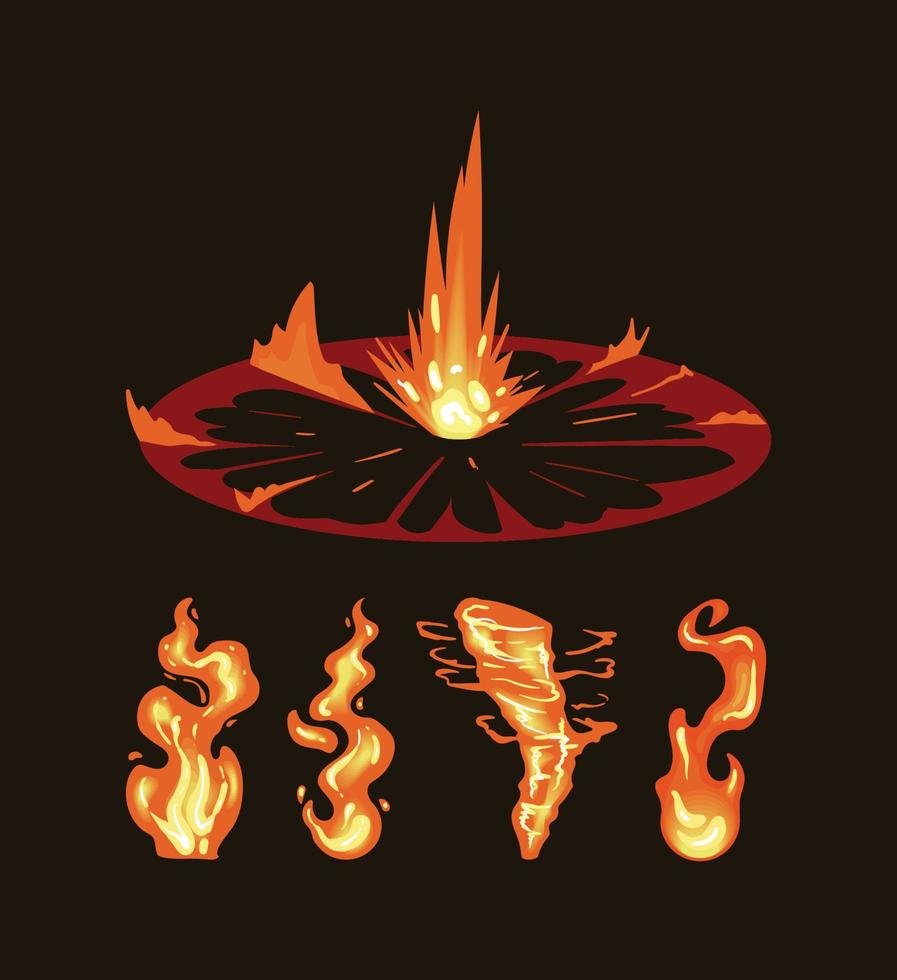 five fires flames icons vector