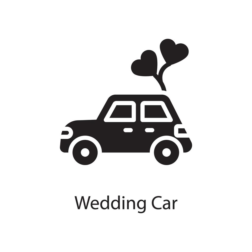 ilustración de diseño de icono sólido de vector de coche de boda. símbolo de amor en el archivo eps 10 de fondo blanco