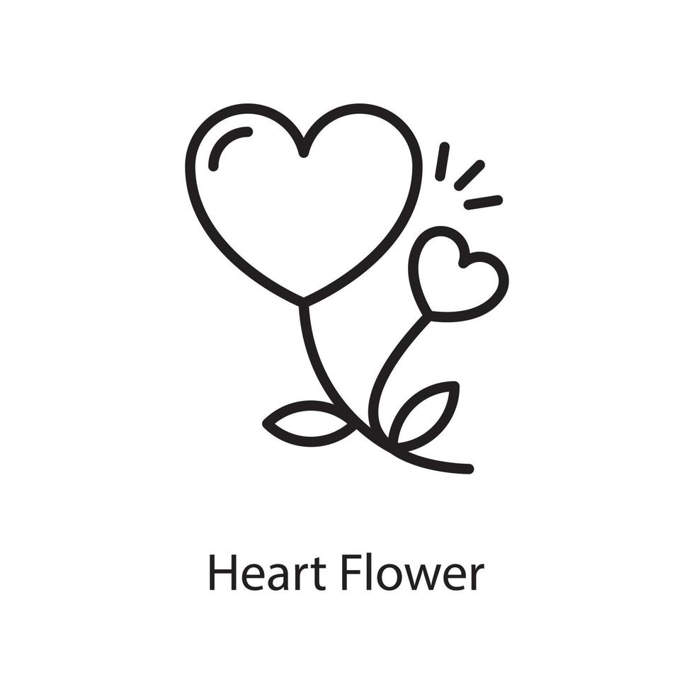 Heart Flower Vector Outline Icon Design illustration. Love Symbol on White background EPS 10 File