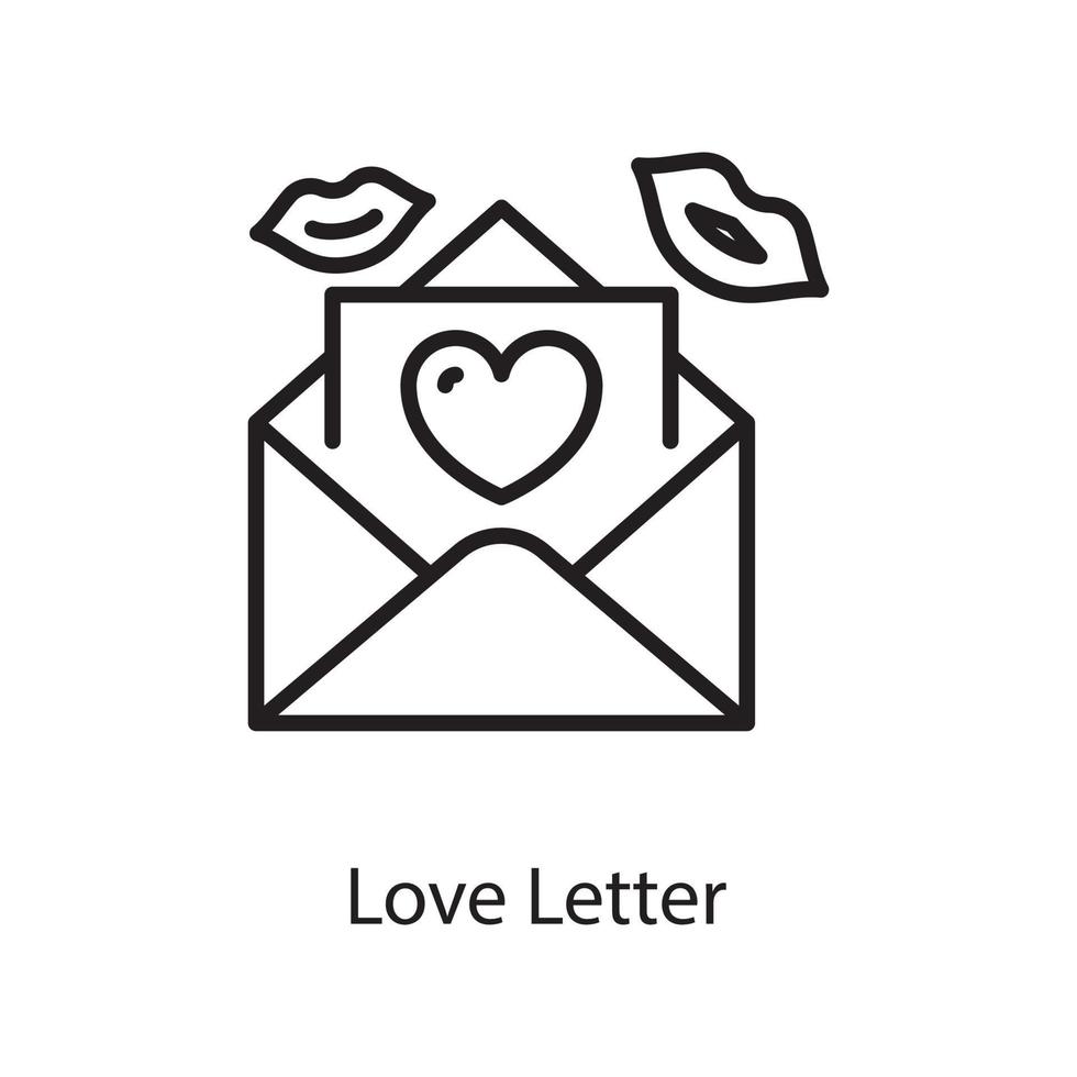 Love Letter Vector Outline Icon Design illustration. Love Symbol on White background EPS 10 File