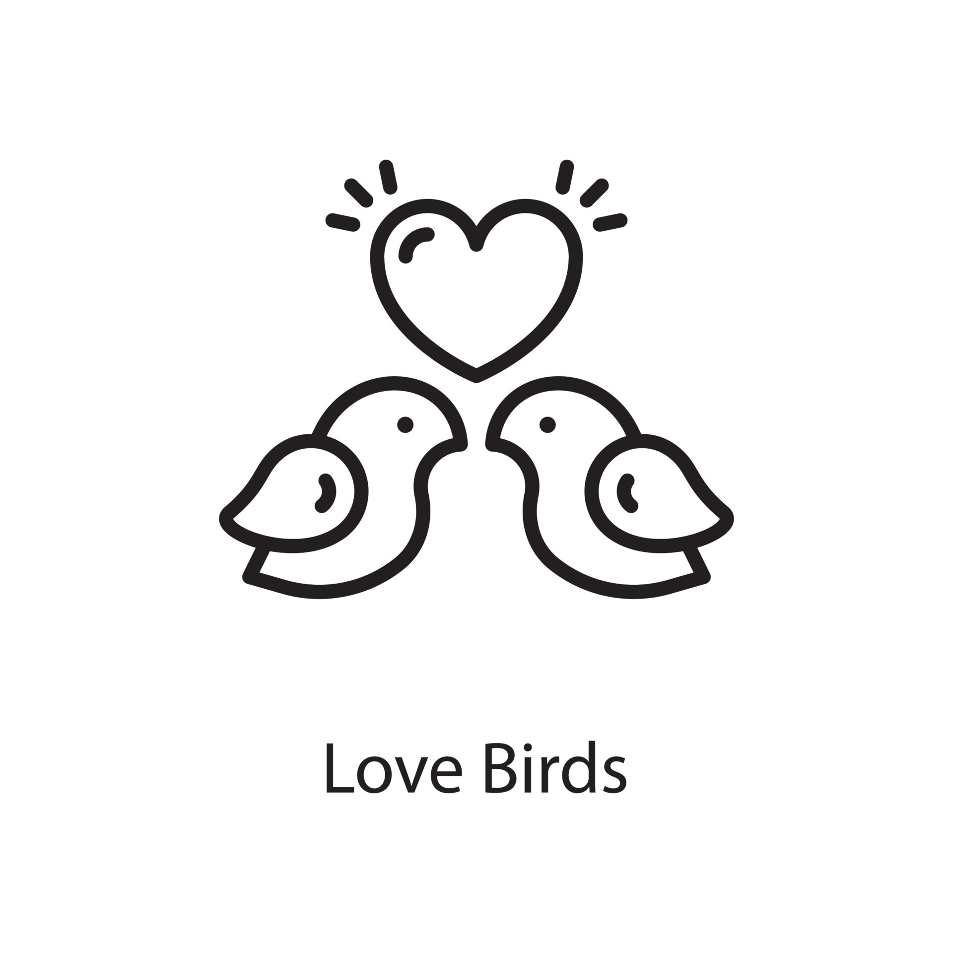 Love Birds Vector Outline Icon Design illustration. Love Symbol on