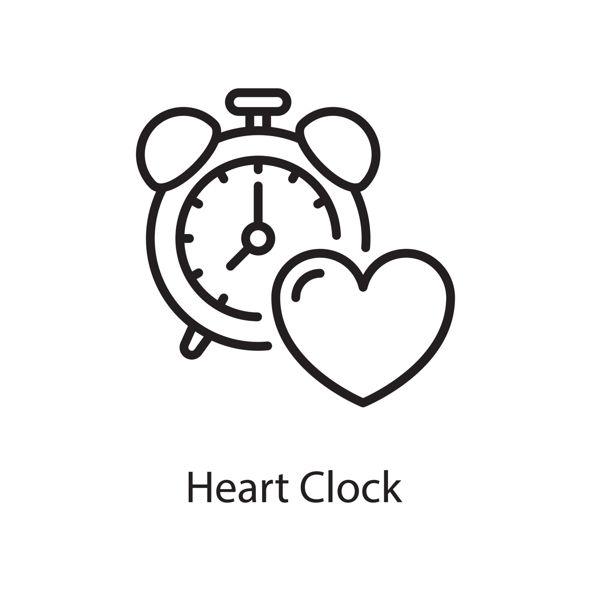 Heart Clock Vector Outline Icon Design illustration. Love Symbol on