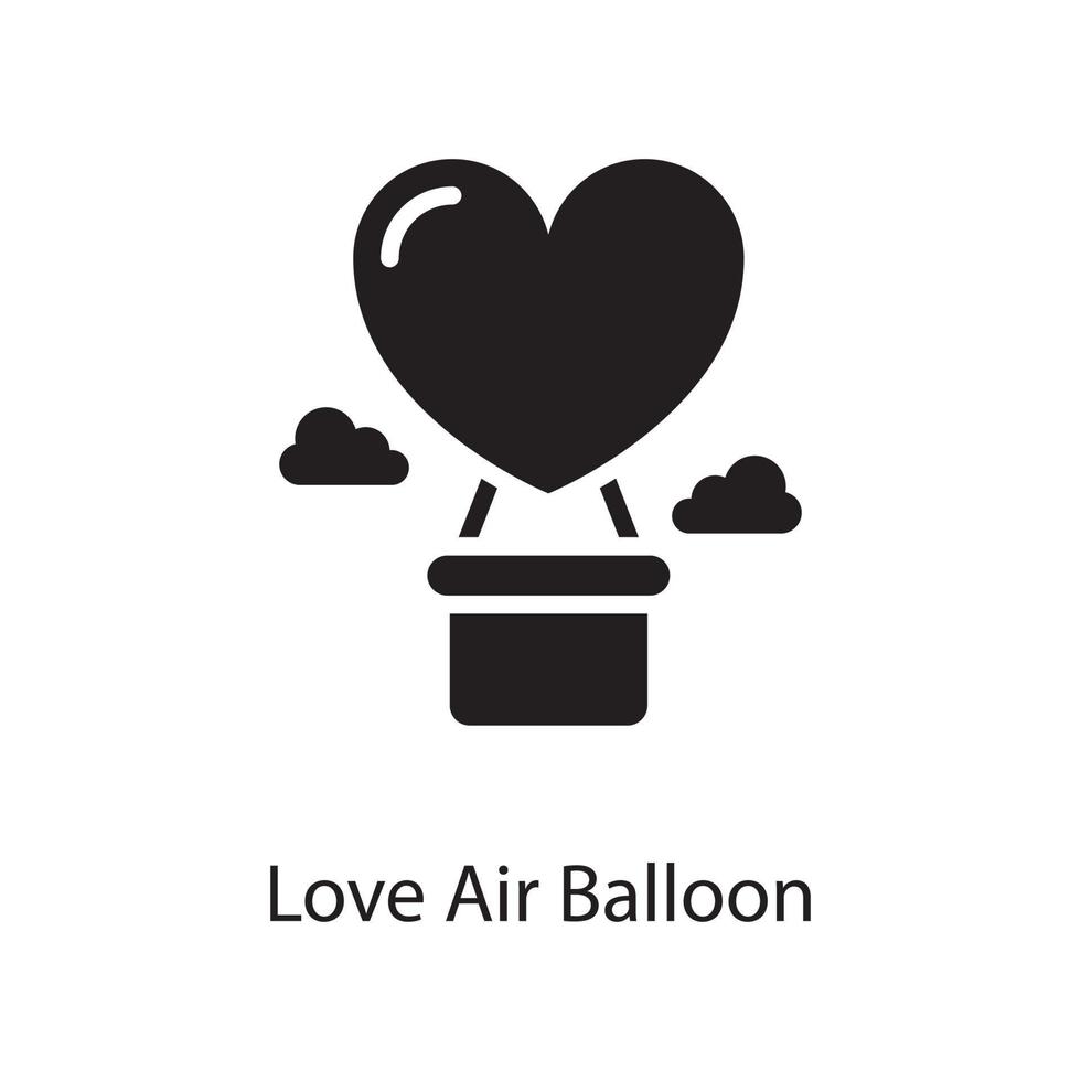 Ilustración de diseño de icono sólido de vector de globo de aire de amor. símbolo de amor en el archivo eps 10 de fondo blanco