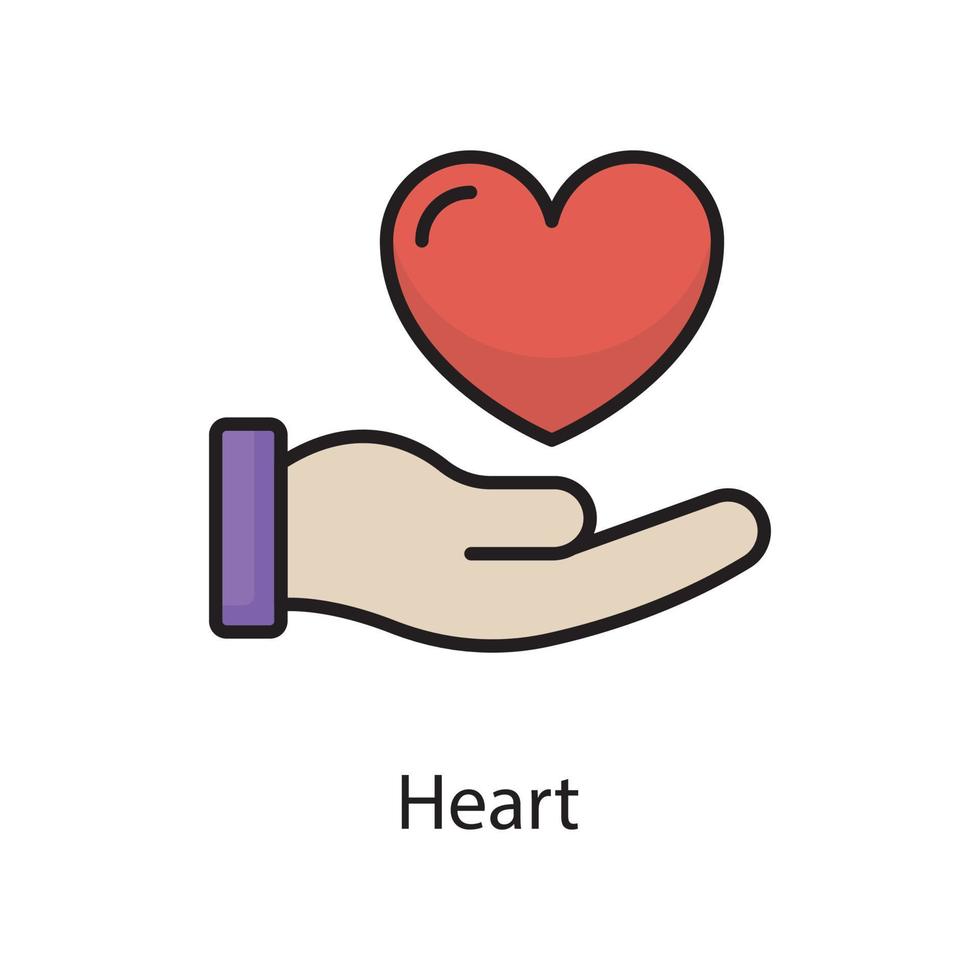 Heart  Vector Filled Outline Icon Design illustration. Love Symbol on White background EPS 10 File