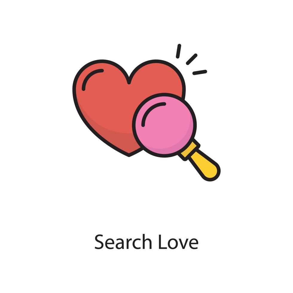 Search Love  Vector Filled Outline Icon Design illustration. Love Symbol on White background EPS 10 File