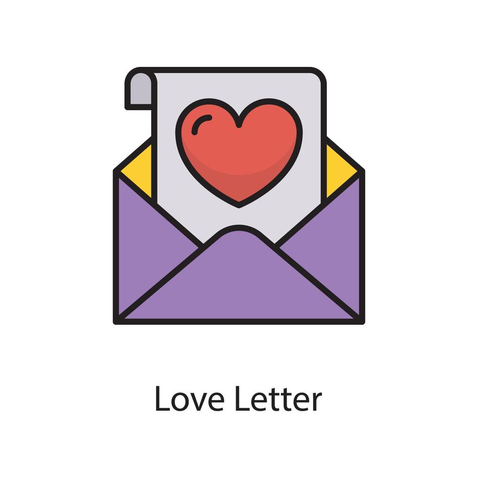Love Letter Vector Filled Outline Icon Design illustration. Love Symbol on White background EPS 10 File