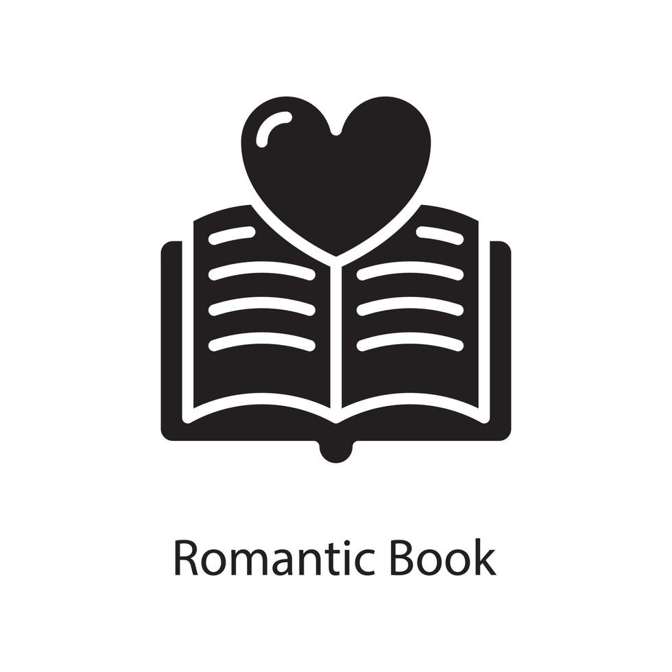 Ilustración de diseño de icono sólido de vector de libro romántico. símbolo de amor en el archivo eps 10 de fondo blanco